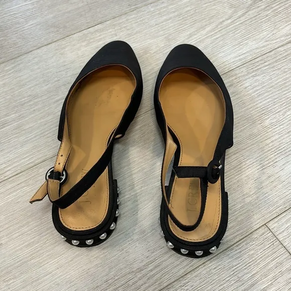 J.Crew Black Slingback Flats with pearl details size 7 1/2