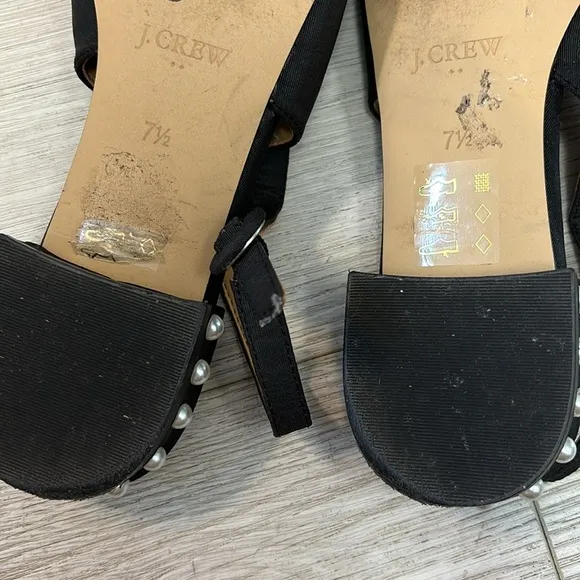 J.Crew Black Slingback Flats with pearl details size 7 1/2