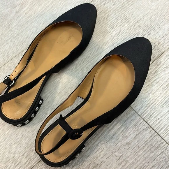 J.Crew Black Slingback Flats with pearl details size 7 1/2