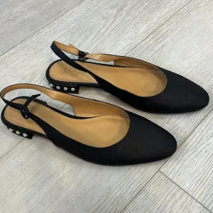J.Crew Black Slingback Flats with pearl details size 7 1/2