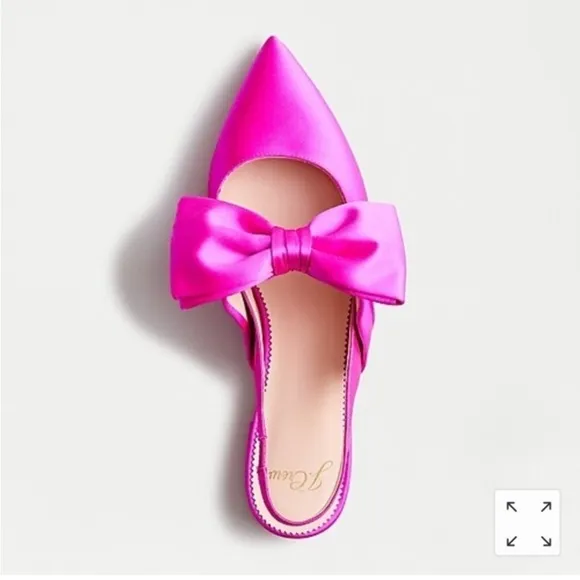 J.Crew Gwen slingback mule bow pointed toe flats shoes satin pink 7