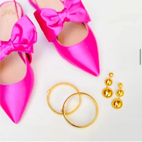 J.Crew Gwen slingback mule bow pointed toe flats shoes satin pink 7