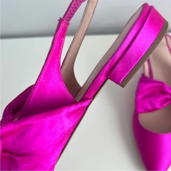 J.Crew Gwen slingback mule bow pointed toe flats shoes satin pink 7