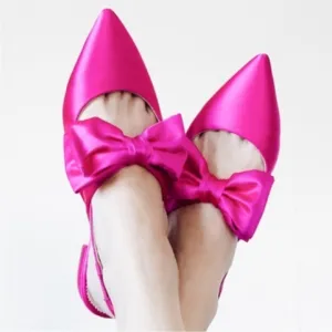 J.Crew Gwen slingback mule bow pointed toe flats shoes satin pink 7