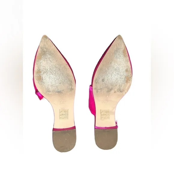 J.Crew Gwen slingback mule bow pointed toe flats shoes satin pink 7