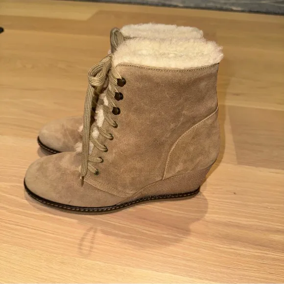 J.Crew MacAlister shearling wedge boots 8