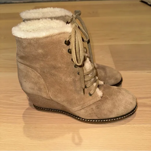 J.Crew MacAlister shearling wedge boots 8