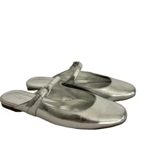 J.CREW Mary Jane Mules Silver 9 Ballet CA763 Flats Round Toe Rhinestone