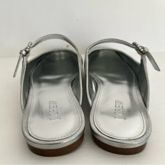 J.CREW Mary Jane Mules Silver 9 Ballet CA763 Flats Round Toe Rhinestone