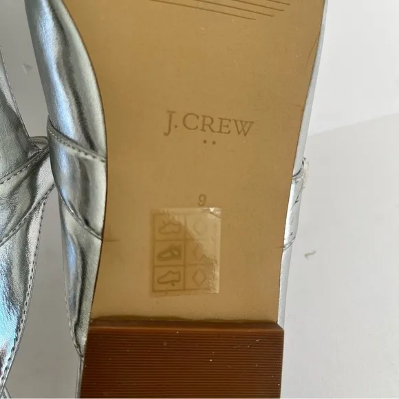 J.CREW Mary Jane Mules Silver 9 Ballet CA763 Flats Round Toe Rhinestone