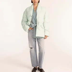 J.CREW Mint Pastel Green Signature Puffer Primaloft Jacket Coat Shawl Collar