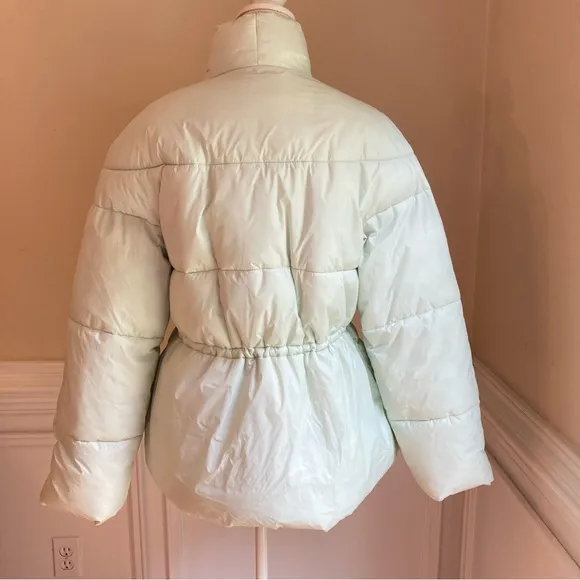 J.CREW Mint Pastel Green Signature Puffer Primaloft Jacket Coat Shawl Collar
