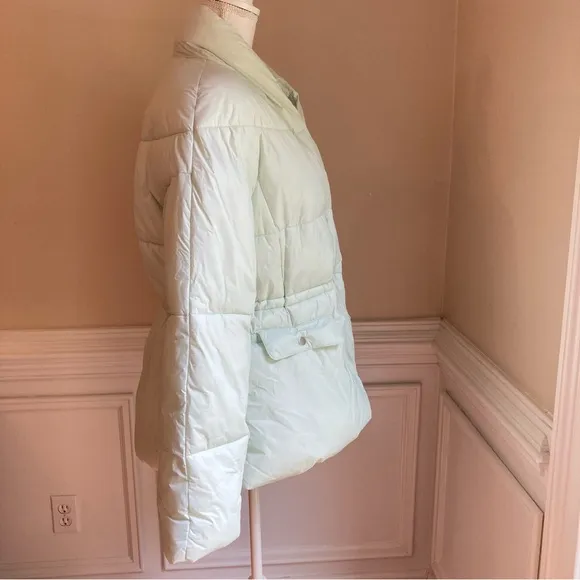 J.CREW Mint Pastel Green Signature Puffer Primaloft Jacket Coat Shawl Collar