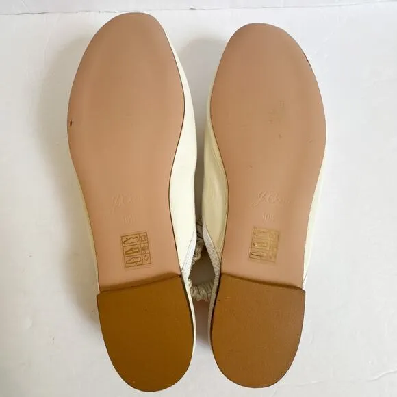 J.Crew Zoe Ballet Scrunchy Slingback Flats Ivory Leather Size 10.5