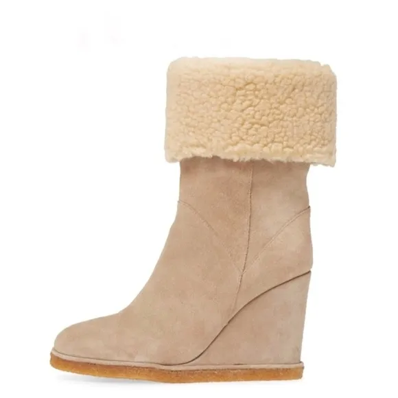 Jeffrey Campbell Alaskan faux shearling suede boots