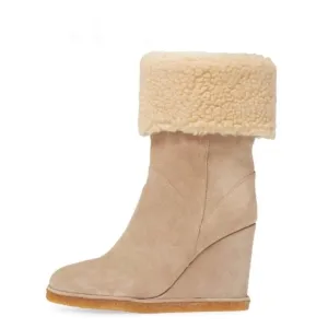Jeffrey Campbell Alaskan faux shearling suede boots