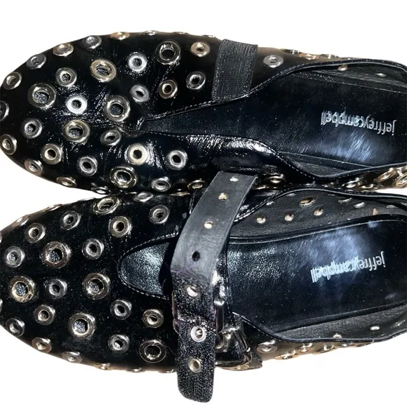 Jeffrey Campbell Black Studded Patent Flats