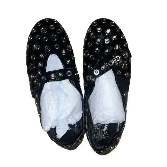 Jeffrey Campbell Black Studded Patent Flats