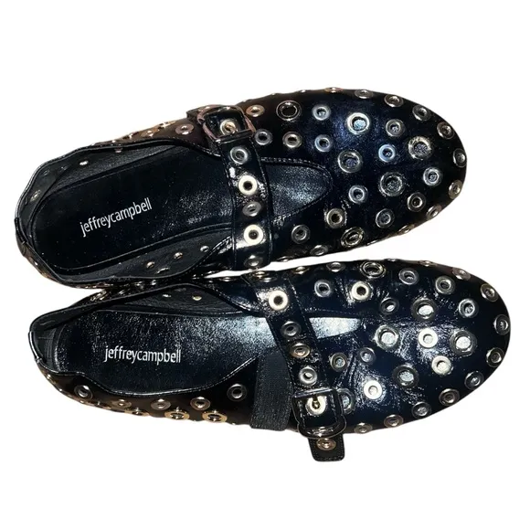 Jeffrey Campbell Black Studded Patent Flats
