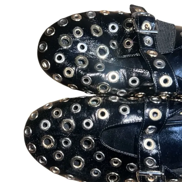 Jeffrey Campbell Black Studded Patent Flats