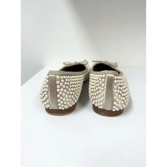 Jeffrey Campbell for Anthropologie Pearl Encrusted Square Toe Ballet Flats Size