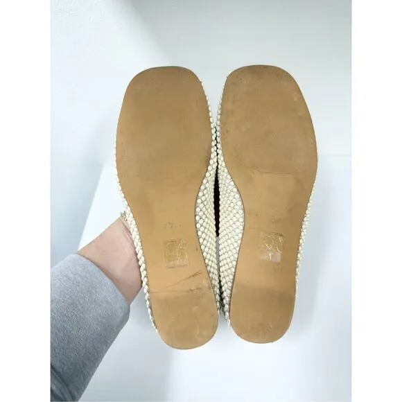 Jeffrey Campbell for Anthropologie Pearl Encrusted Square Toe Ballet Flats Size