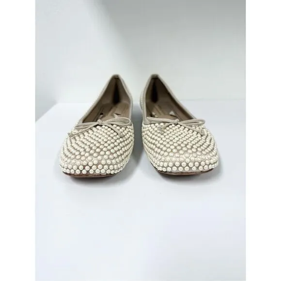 Jeffrey Campbell for Anthropologie Pearl Encrusted Square Toe Ballet Flats Size