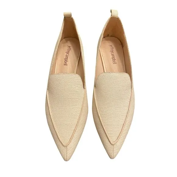 Jeffrey Campbell Viona Lizard Embossed Loafers Pointed Toe Sculpted Boho Heel 6