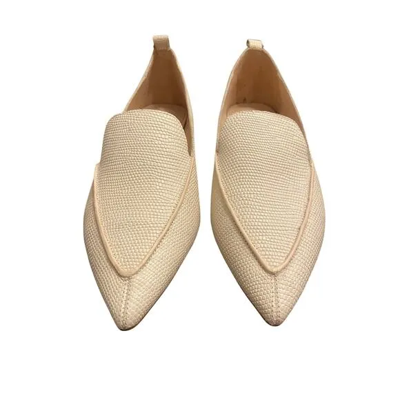 Jeffrey Campbell Viona Lizard Embossed Loafers Pointed Toe Sculpted Boho Heel 6