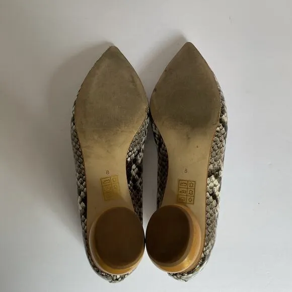 Jeffrey Campbell Viona-WD Snakeskin Print Loafers  Pointed Toe, Sculpted Heel 8