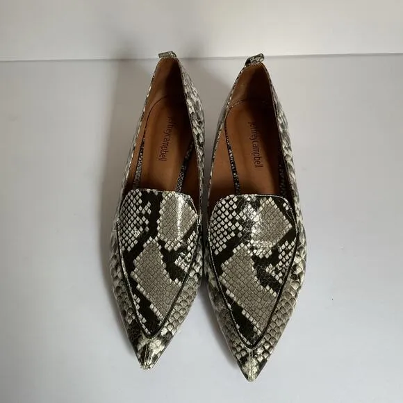 Jeffrey Campbell Viona-WD Snakeskin Print Loafers  Pointed Toe, Sculpted Heel 8