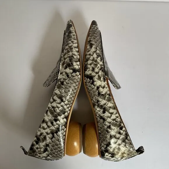Jeffrey Campbell Viona-WD Snakeskin Print Loafers  Pointed Toe, Sculpted Heel 8