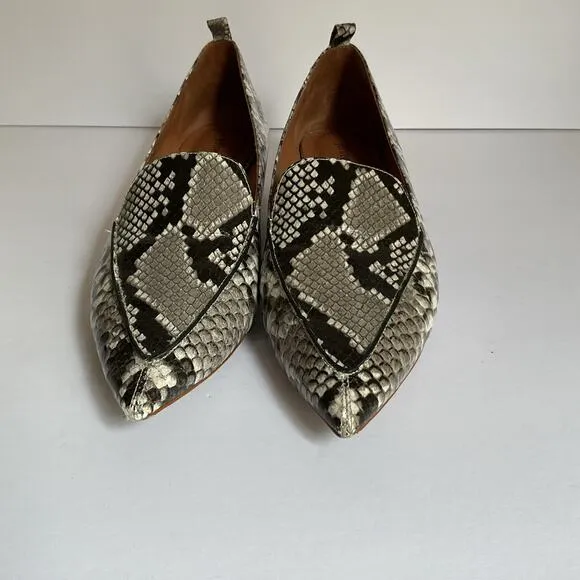 Jeffrey Campbell Viona-WD Snakeskin Print Loafers  Pointed Toe, Sculpted Heel 8