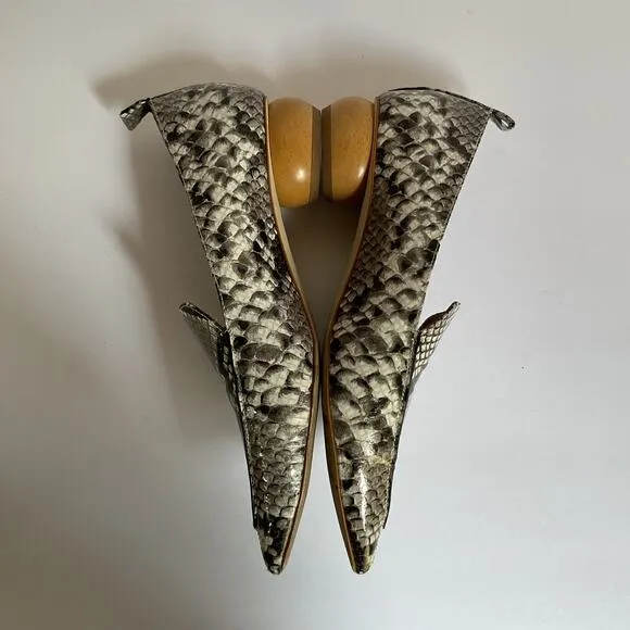 Jeffrey Campbell Viona-WD Snakeskin Print Loafers  Pointed Toe, Sculpted Heel 8