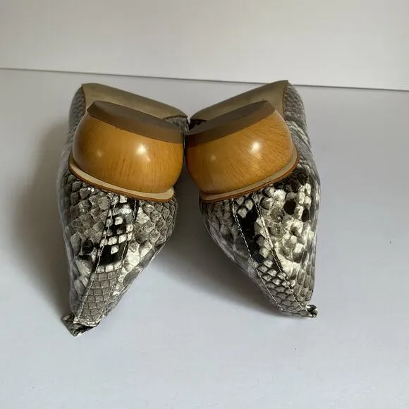 Jeffrey Campbell Viona-WD Snakeskin Print Loafers  Pointed Toe, Sculpted Heel 8