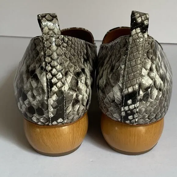 Jeffrey Campbell Viona-WD Snakeskin Print Loafers  Pointed Toe, Sculpted Heel 8