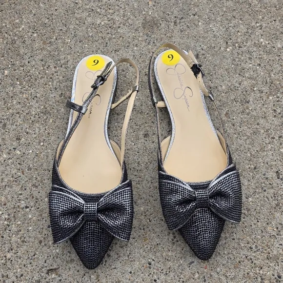 Jessica Simpson Black Slingback Flats Women Size 9