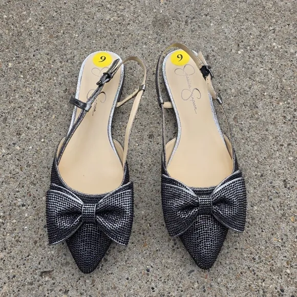 Jessica Simpson Black Slingback Flats Women Size 9
