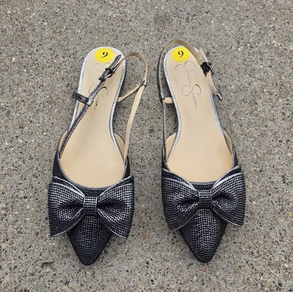 Jessica Simpson Black Slingback Flats Women Size 9