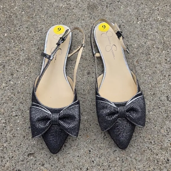 Jessica Simpson Black Slingback Flats Women Size 9