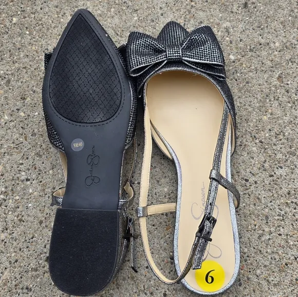 Jessica Simpson Black Slingback Flats Women Size 9