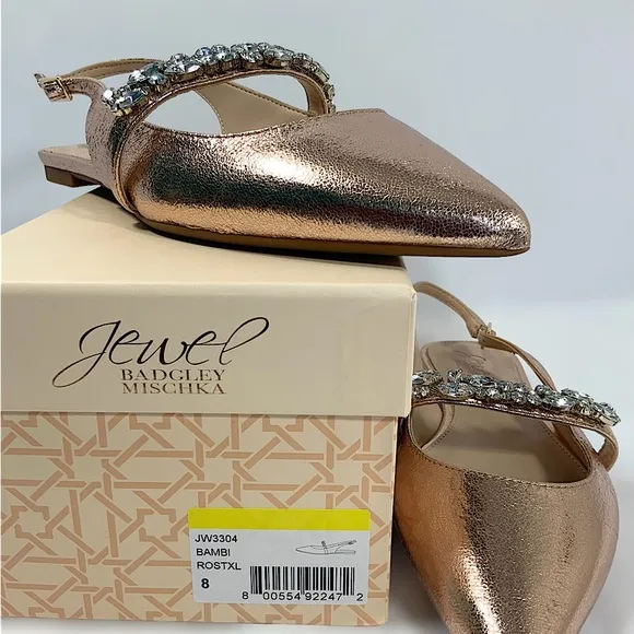 JEWEL BADGLEY MISCHKA Bambi Slingback Evening Flats Size 8 New with Box