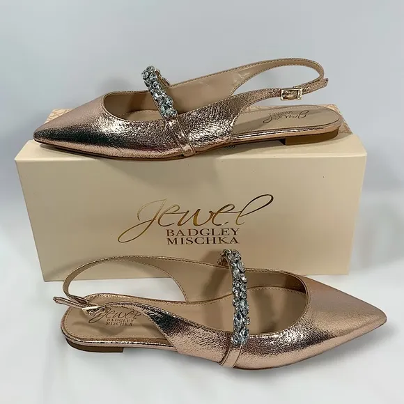 JEWEL BADGLEY MISCHKA Bambi Slingback Evening Flats Size 8 New with Box