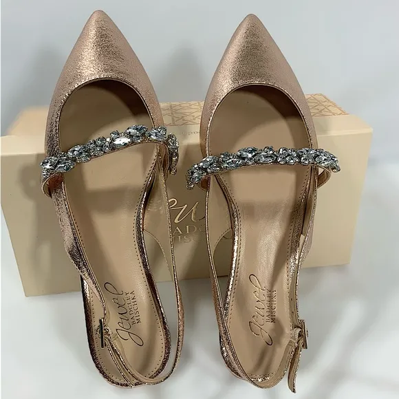JEWEL BADGLEY MISCHKA Bambi Slingback Evening Flats Size 8 New with Box