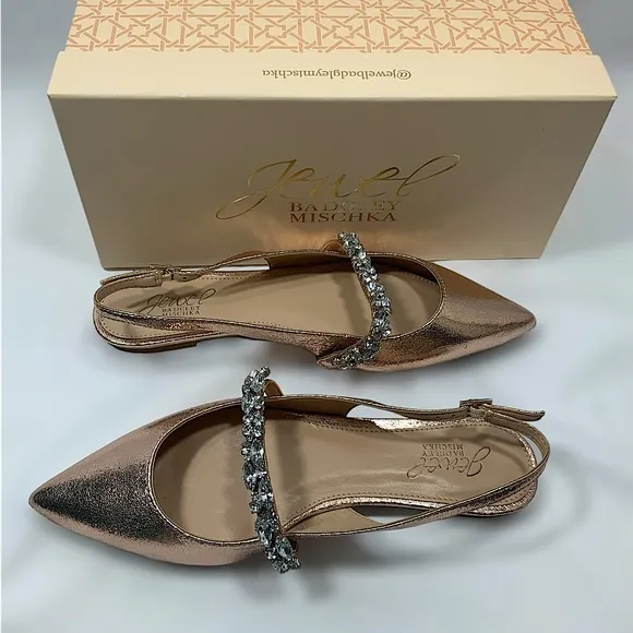 JEWEL BADGLEY MISCHKA Bambi Slingback Evening Flats Size 8 New with Box