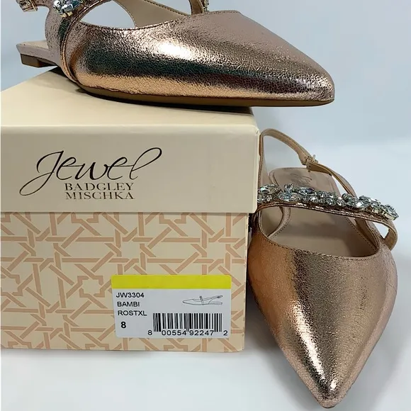 JEWEL BADGLEY MISCHKA Bambi Slingback Evening Flats Size 8 New with Box