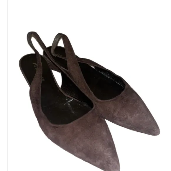 Jil Sander Brown Suede Slingback Mule- size 39.5