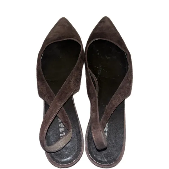 Jil Sander Brown Suede Slingback Mule- size 39.5