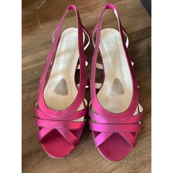 JIL SANDER Metallic Pink Cage Peep-Toe Slingback Flats Size 38/7.5