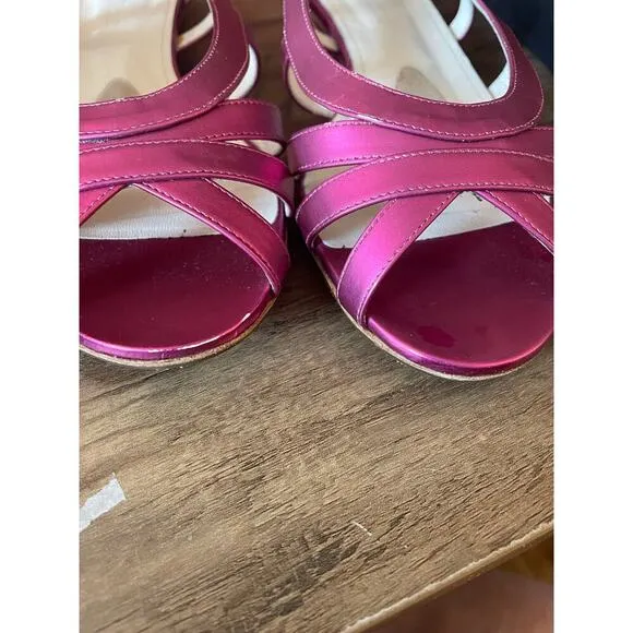 JIL SANDER Metallic Pink Cage Peep-Toe Slingback Flats Size 38/7.5